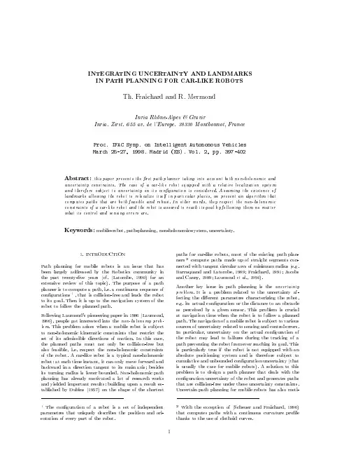 Integrating Uncertainty And Landmarks In Path Planning For Car-Like Robots