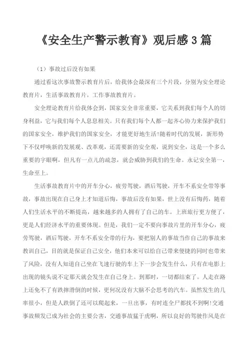 《安全生产警示教育》观后感3篇