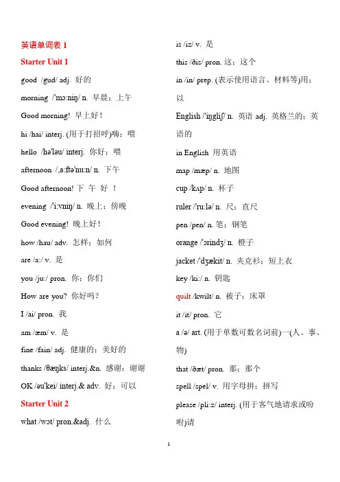 (完整版)人教版初中英语单词汇总表(可编辑修改word版)