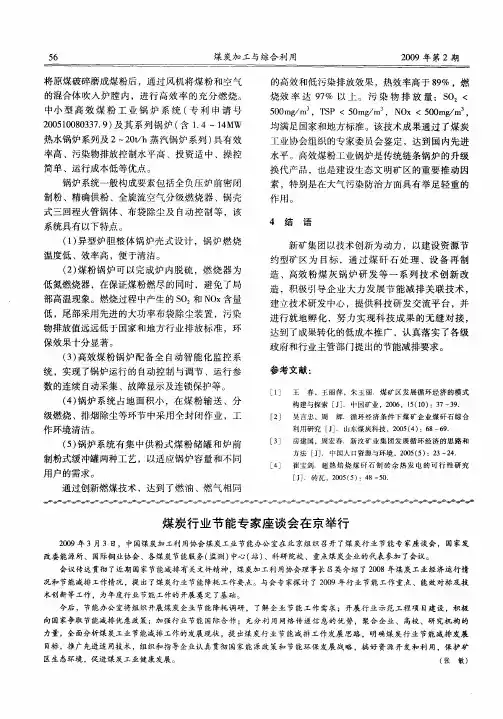 煤炭行业节能专家座谈会在京举行