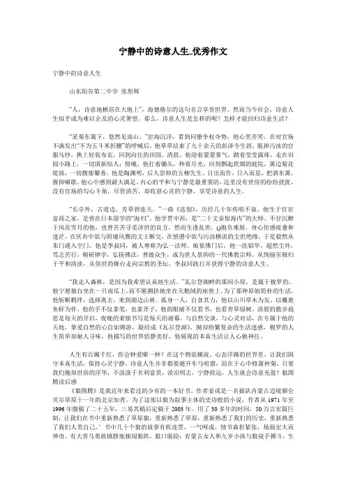 宁静中的诗意人生_优秀作文