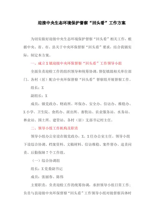 迎接中央生态环境保护督察“回头看”工作方案(最新)