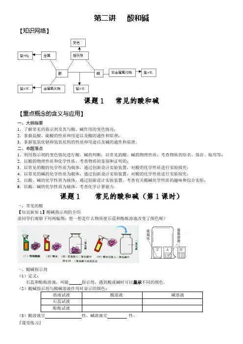 第二讲常见的酸和碱(学生版)