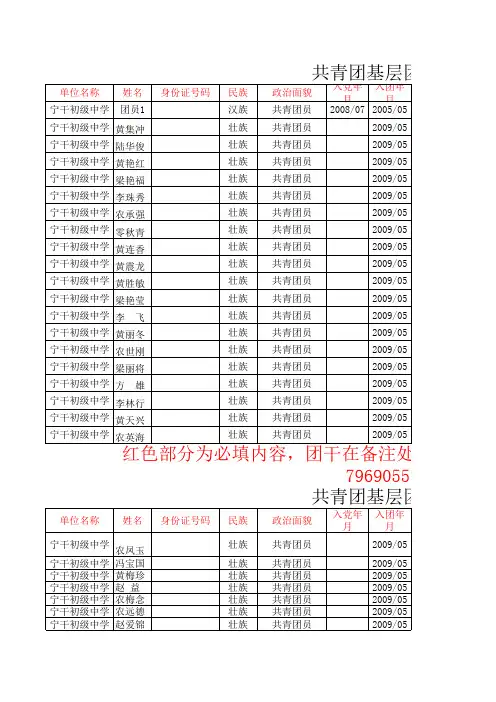 副本共青团基层团干、团员基本信息采集模板(团统系统)(2)