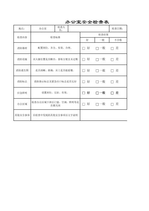 办公室安全检查表