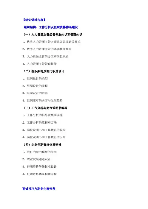 人力资源管理培训内容与实操