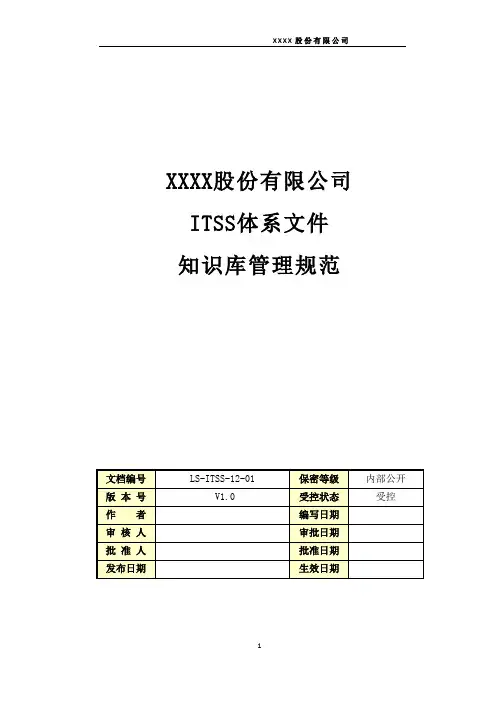 最新ITSS信息技术服务标准体系文件-知识库管理规范