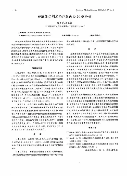 玻璃体切割术治疗眼内炎20例分析
