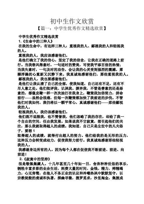 初三作文之初中生作文欣赏
