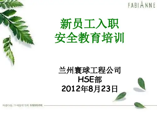 新员工入职安全教育培训ppt课件
