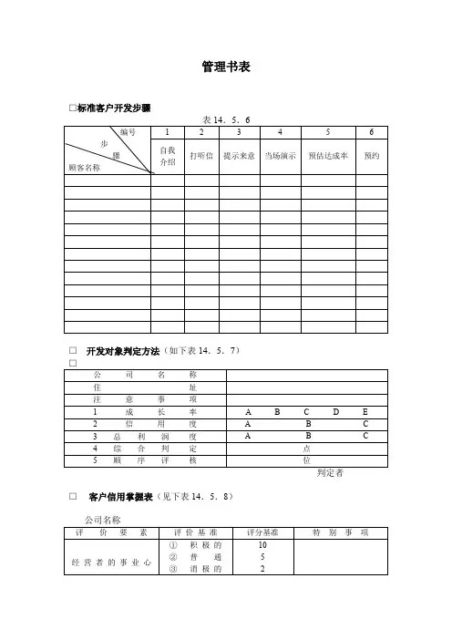 客户管理重要表格
