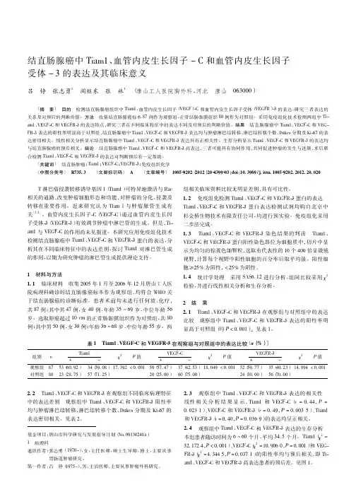 结直肠腺癌中Tiam1、血管内皮生长因子-C和血管内皮生长因子受体-3的表达及其临床意义