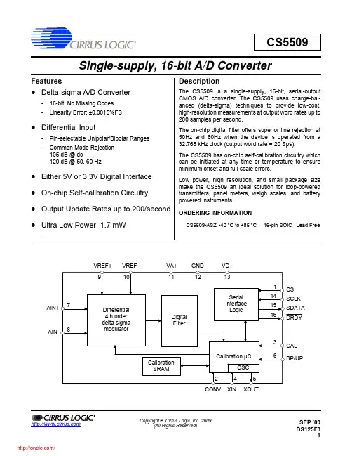 CS5509-ASZR;CS5509-ASZ;中文规格书,Datasheet资料