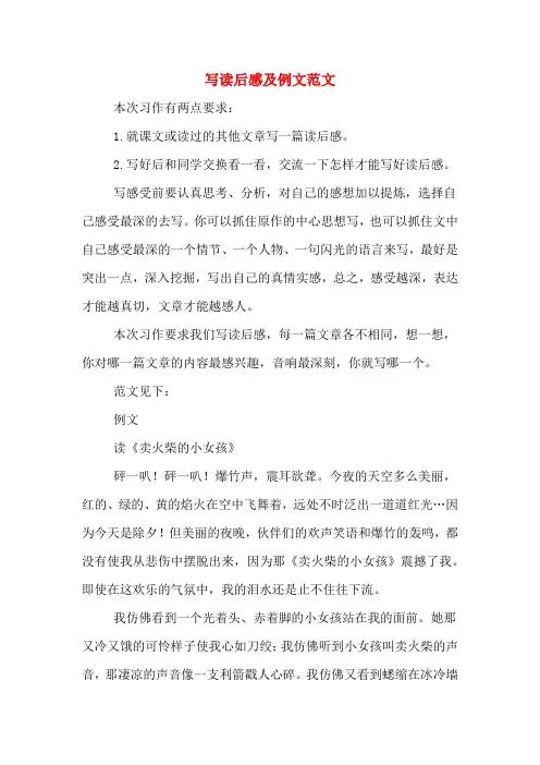写读后感及例文范文