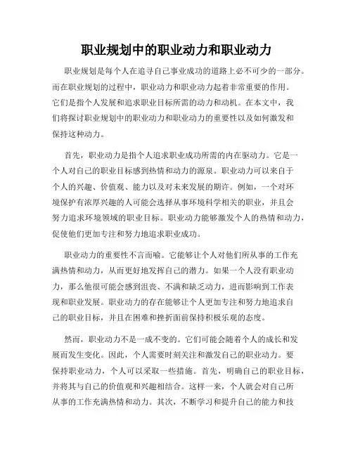 职业规划中的职业动力和职业动力
