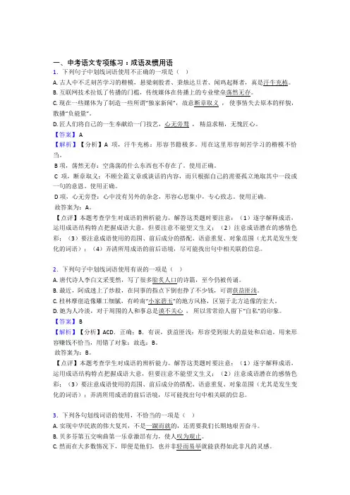 部编中考语文成语及惯用语训练试题含答案(Word版)