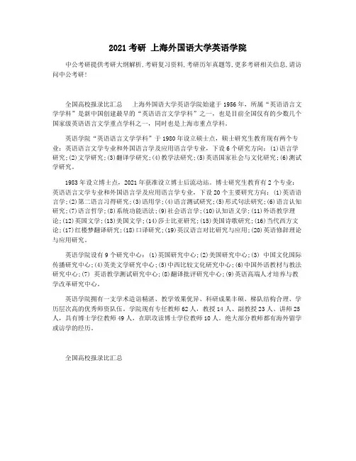 2021考研 上海外国语大学英语学院