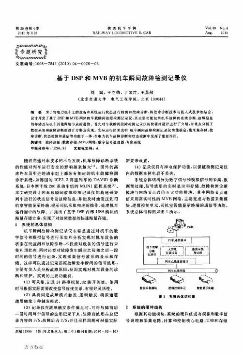 基于DSP和MVB的机车瞬间故障检测记录仪