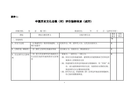 《中国历史文化名镇(村)评价指标体系》(试行)