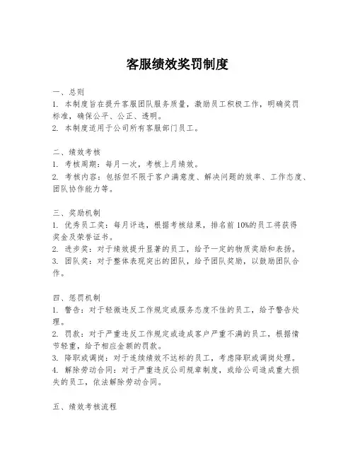 客服绩效奖罚制度