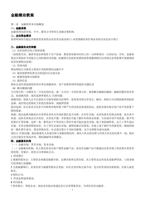 金融概论知识点
