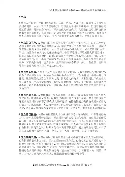 血型星座最适合职业大盘点