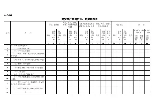 固定资产加速折旧、扣除明细表