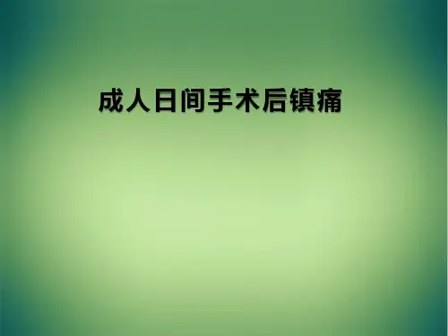 成人日间手术后镇痛专家共识