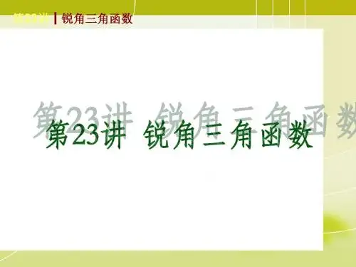 【新课标华东师大版】2014届中考基础夯实基础复习查漏补缺第一轮:第23讲 锐角三角函数(15ppt课件)