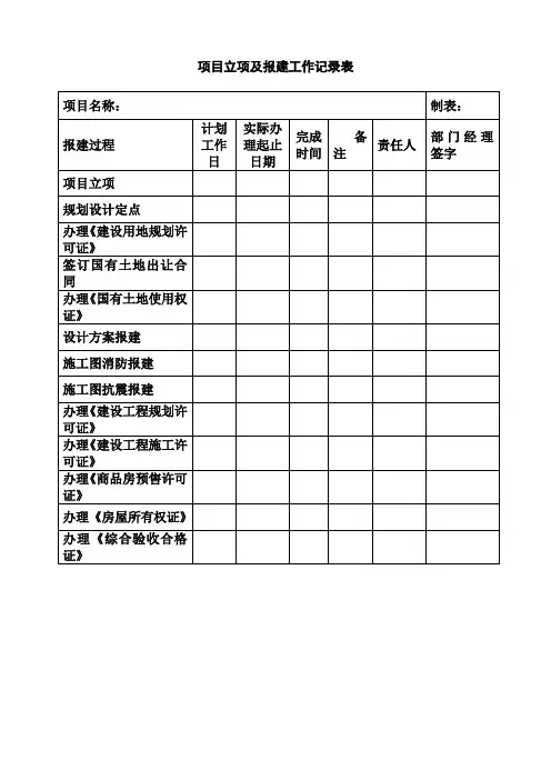 项目立项及报批工作程序(表格)