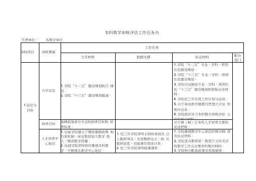 本科教学审核评估工作任务书——二级学院