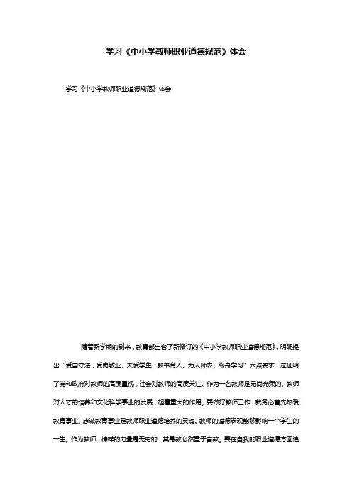 学习《中小学教师职业道德规范》体会