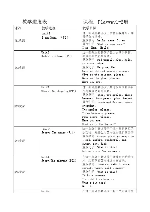 playway教学进度表