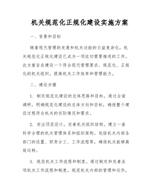 机关规范化正规化建设实施方案