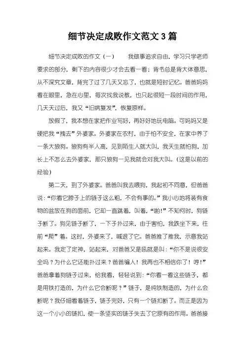 细节决定成败作文范文3篇
