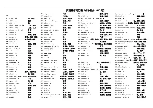 初中英语中考1600词