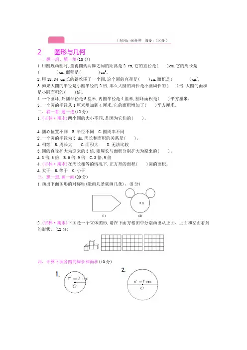 六年级上册数学试题  专项复习图形与几何   北师大版含答案
