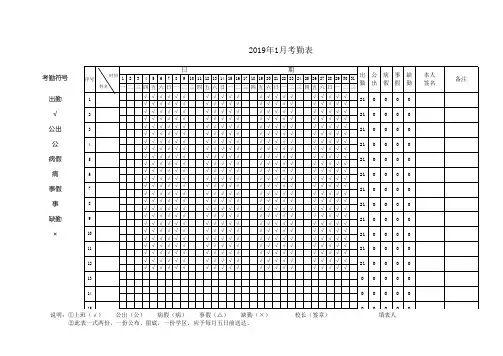 考勤表Excel表格模板