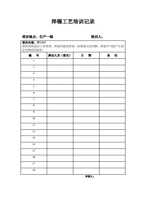焊锡工艺培训记录