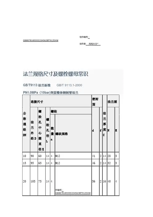 法兰规格尺寸及螺栓螺母常识-法兰盘螺丝规格 2