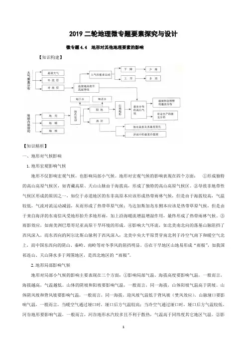 微专题4.4 地形对地理环境的影响-2019二轮地理微专题要素探究与设计+Word版含解析