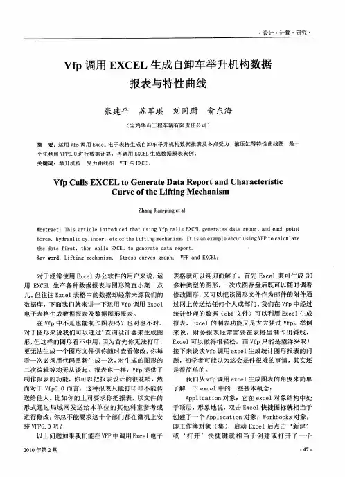 Vfp调用EXCEL生成自卸车举升机构数据报表与特性曲线