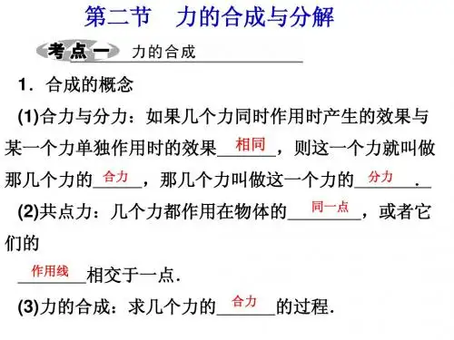 2012课堂高考物理大一轮361度全程复习课件：力的合成与分解