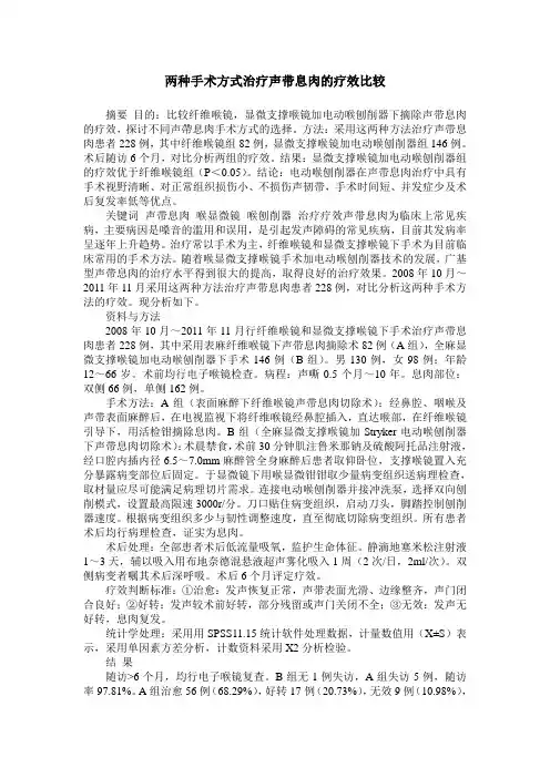 两种手术方式治疗声带息肉的疗效比较