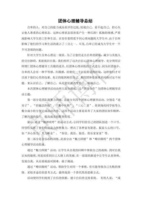团体心理辅导总结