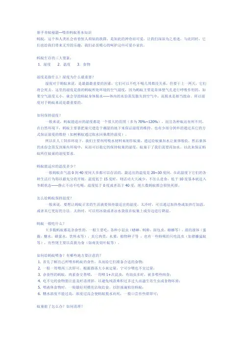新手养蚁秘籍