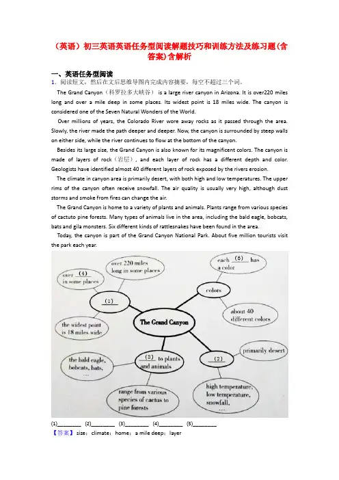 (英语)初三英语英语任务型阅读解题技巧和训练方法及练习题(含答案)含解析