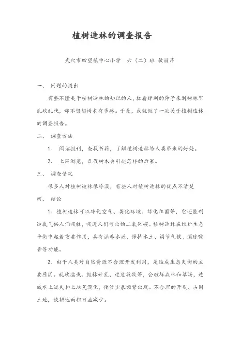 植树造林的社会报告---闵丽芹