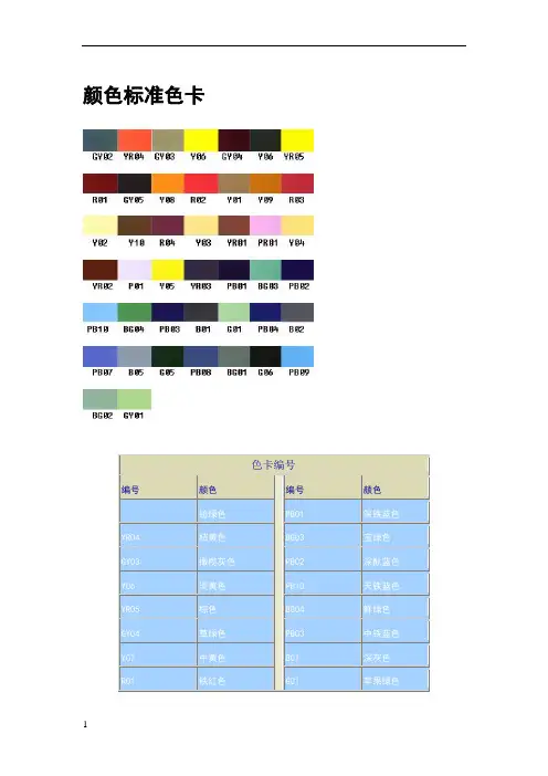 颜色标准色卡
