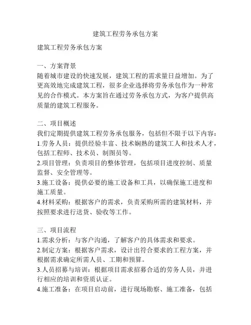 建筑工程劳务承包方案